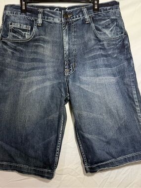 Men's Safari Denim Faded Blue Denim Jean Shorts Jorts Baggy Loose Skater Size 34